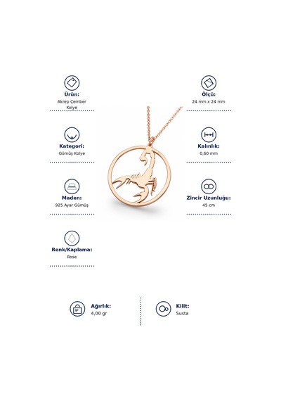 Akrep Çember Kolye - Rose Rose Gold