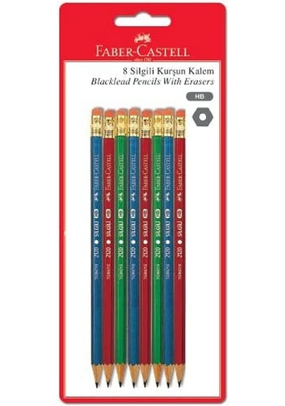 Kurşun Kalem 8'li, Silgili Çok Renkli