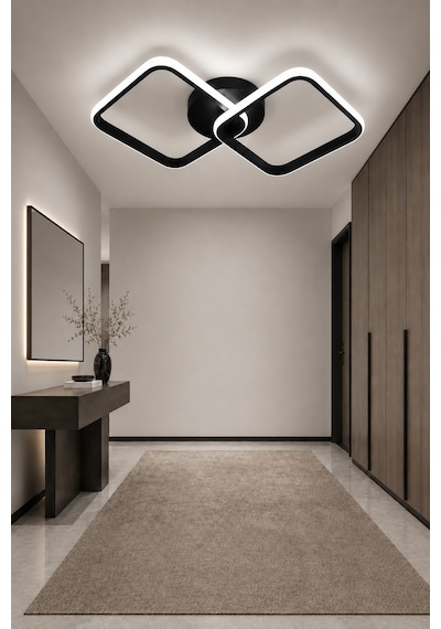 Tilya Led Plafonyer Avize Beyaz Işık Siyah