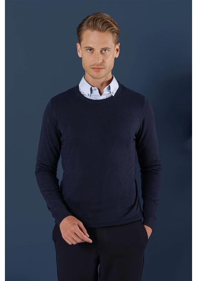 Efor Tr 858 Slim Fit Lacivert Klasik Triko Lacivert
