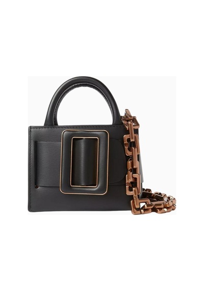 Boyy Micro Bobby Surreal Mini Calfskin, Deri Lüks Çanta Ve Zincirli Omuz Askısı Omuz Çantası Siyah
