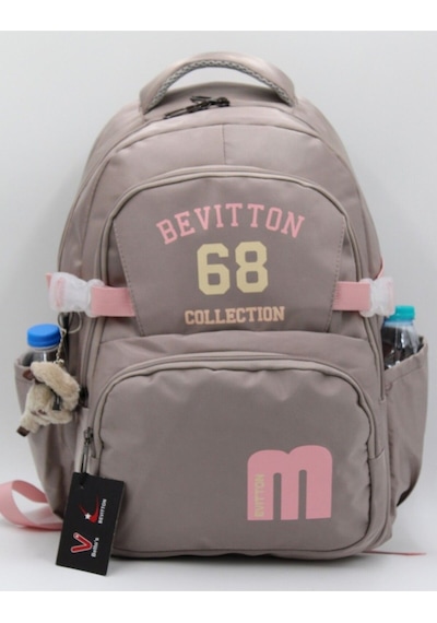 Özel Su Geçirmez Kumaş Unisex Okul Çantası Gripembe Gri - Pembe Gri - Pembe