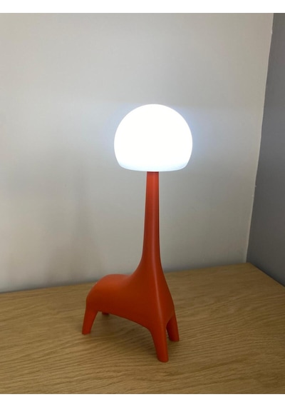 Ilgaz Zürafa Şekli Şarj Edilebilir Bluetoothlu Atmosfer Led Masa Lambası Çocuk Odası Çalışma Masası Bebek Odası Turuncu