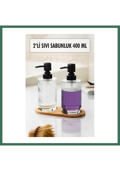 En-cag 2 Li Bambu Altlıklı Sıvı Sabunluk Seti Bss Çok Renkli