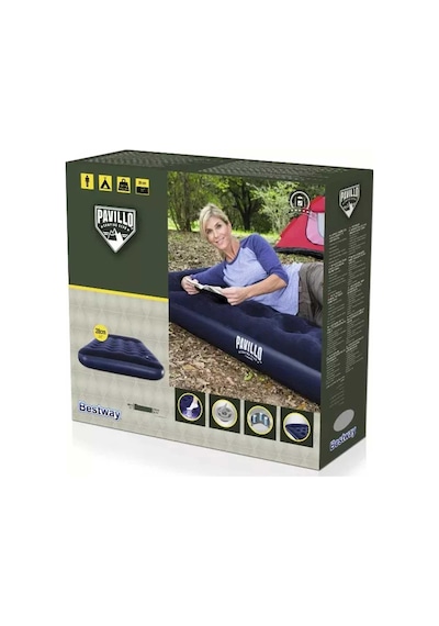 Bestway Pavillo Jr Twin Flocked Air Bed Tek Kişilik Şişme Kamp Ya Lacivert