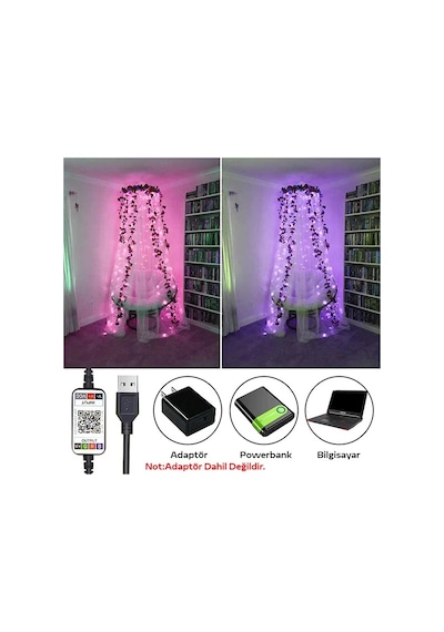 Ally 10mt 100 Led Rgb Bluetooth Telefonla Kontrol Edilen Usb Led Lamba İos-android- 5775 Renkli