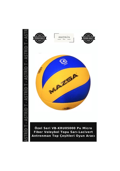 Özel Seri Vb-kru05000 Pu Micro Fiber Voleybol Topu Sarı-lacivert Antrenman Top Çeşitleri Oyun Aracı Sarı - Lacivert