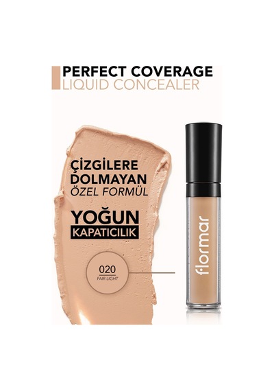 Flormar Likit Kapatıcı - Perfect Coverage Concealer - 020 Fair-Light - 8690604558056 Flormar Likit Kapatıcı - Perfect Coverage Concealer - 020 Fair-Light - 8690604558056