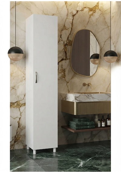 Pırlanta 5 Raflı Çok Amaçlı Banyo Dolabı Beyaz