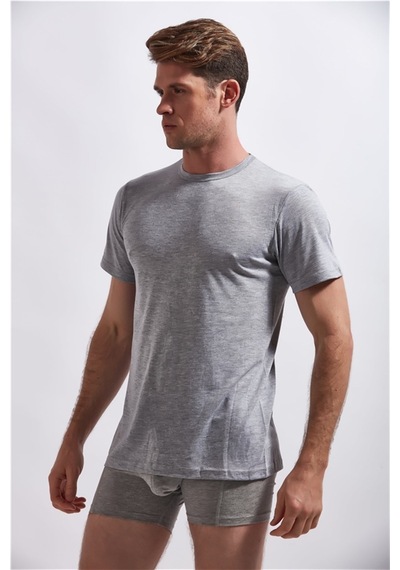 Josejuan 6'lı Erkek Atlet Sıfır Yaka Yarım Kollu Suprem %100pamuk 3304-6'lı Gri Melanj