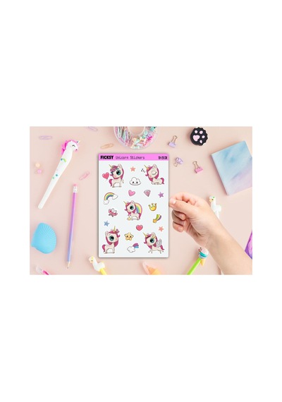 Unicorn Tek Boynuzlu At Sticker Seti - 19 Adet Etiket Çıkartma Diğer