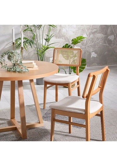 Visby Beyaz Sedef Natural Ahşap Bohem Sandalye
