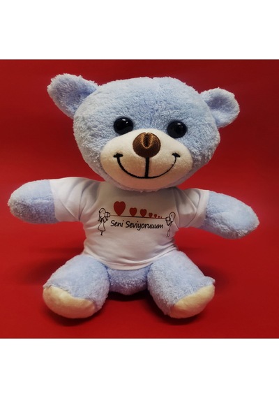 Seni Seviyorum Tişörtlü Peluş Ayıcık Çok Renkli