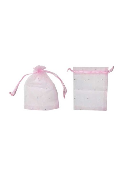 Kına Çerez Kesesi Organze Taşlı 9X12 Cm (50 Adet) Pembe N11.1630
