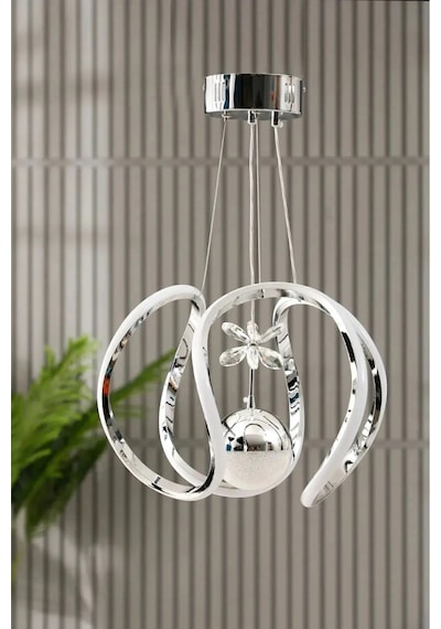 Livora Lighting Angel Modern Sarkıt 3 Kademeli Şeker Toplu Krom Led Avize Gold