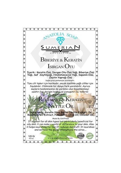 Lexroo Sumerian Koleksiyonu, Biberiye & Isırgan & Keratin Sabunu Saç Köklerini Uyarır