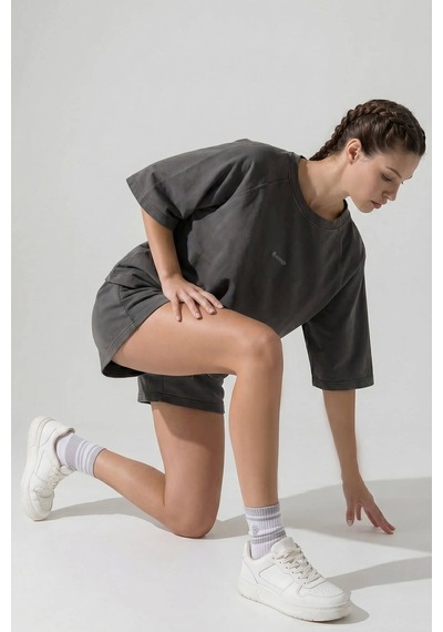 Woneagle Kadın Antrasit Oversize Bisiklet Yaka Şortlu Takım Loungewear Antrasit Antrasit Woneagle Kadın Antrasit Oversize Bisiklet Yaka Şortlu Takım Loungewear Antrasit Antrasit