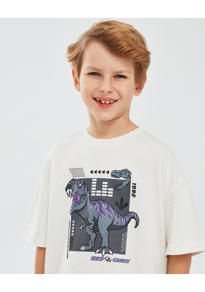 Skechers Graphic Tee B Short Sleeve Büyük Erkek Çocuk Kırık Beyaz Tshirt Sk241085-102