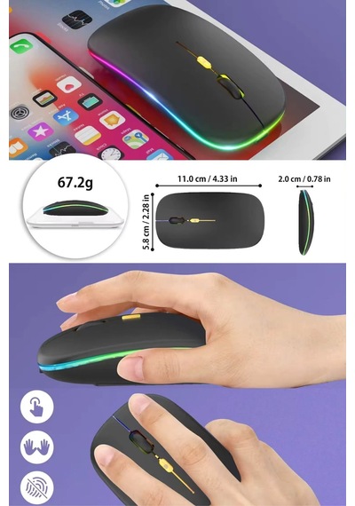 Maxgo 3147 Kablosuz Wireless 2.4g Bluetooth Sessiz Mouse Şarj Edilebilir Rgb Renkli Ergonomik Tasarımlı