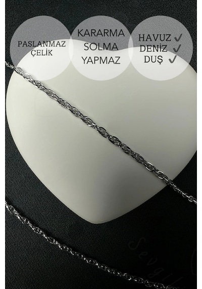 İki Zincirli Çelik Zincir Halhal Vera Serisi Silver