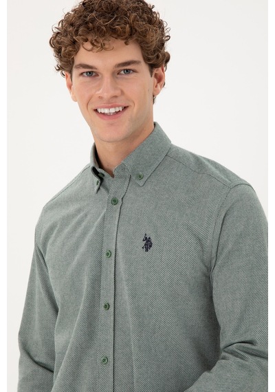 U.s. Polo Assn. Erkek Koyu Yeşil Gömlek Desenli 50296598-vr079 Koyu Yeşil