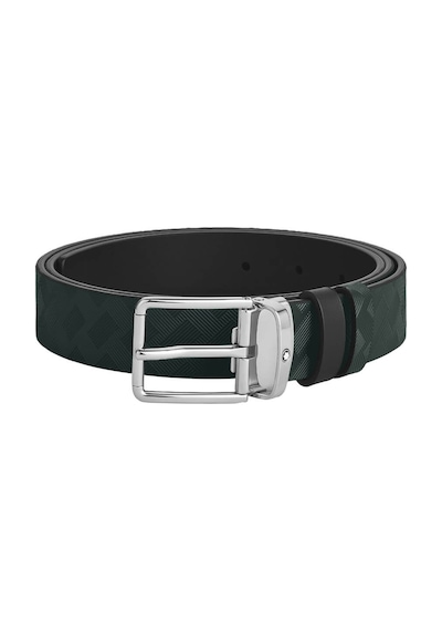 Montblanc İngiliz Yeşili Ve Siyah 30 Mm Çift Taraflı Deri Kemer 2 Yeşil