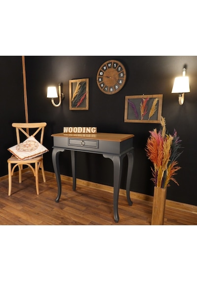 Wooding 80 Cm Çekmeceli Masif Antrasit Naturel Dresuar (548585946) Antrasit