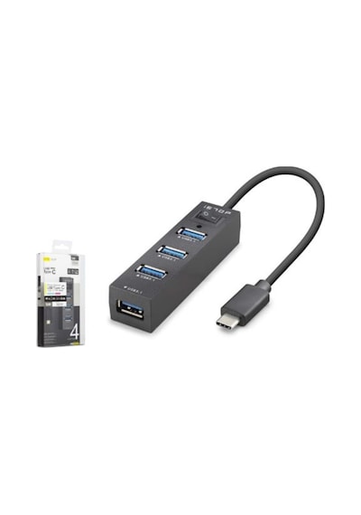 İetop Tu329 Type-c 3.1 Gen1 Anahtarlı Hub 4 Port 5 Gbps Siyah