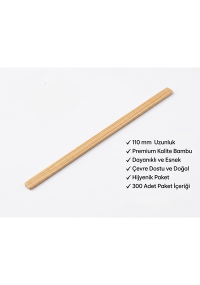 Yasemin 110mm Bambu Karıştırıcı 3'lü Paket 900 Adet Açık Ahşap