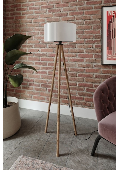 Tripod Üç Ayaklı Lambader Dekoratif Aydınlatma Tripod Lambader Krem