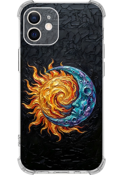 Apple Uyumlu iPhone 12 İle Köşe Korumalı Kılıf Metamorfoz Kozmik Dans Tasarımlı Uv Baskılı Şeffaf