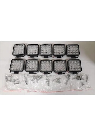 Off Road Sis Farı - Lambası 16 Led Kare Çalışma Lambası (10 Adet)
