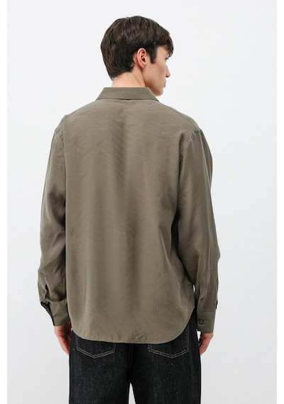 Vamos Modal Kumaş Oversize Gömlek Haki