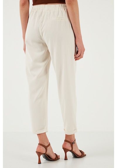 Lela Slim Fit Normal Bel Boru Paça Bayan Pantolon 668Yp5372 Taş