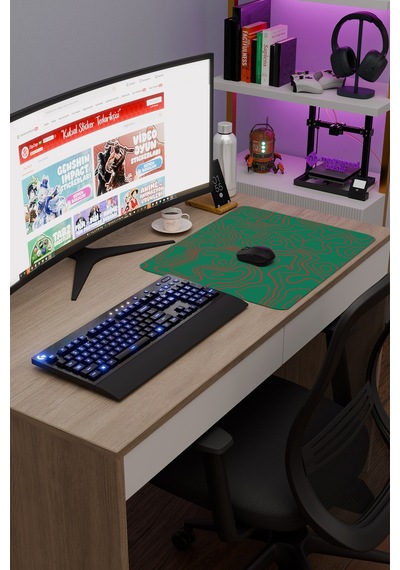 Yeşil Kırmızı 48x40 Xl Taraftar Gaming Oyuncu Mouse Pad Kaymaz Taban Büyük Fare Altlığı Topography