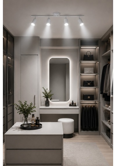 Spoty 4'lü Beyaz Renkli Beyaz Işık Modern Tasarım Salon - Mutfak - Banyo Spot Sıralı Avize