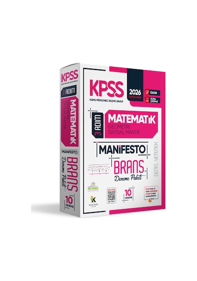 2026 KPSS Matematik 3 Adım Manifesto Branş Deneme Paketi 10lu Dijital Çözümlü (Sayısal Mantık Dahil)