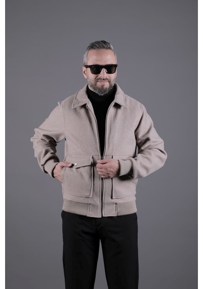 Ohepmoda Torba Cepli Ribanalı Erkek Kaşe Kaban Mont Vizon