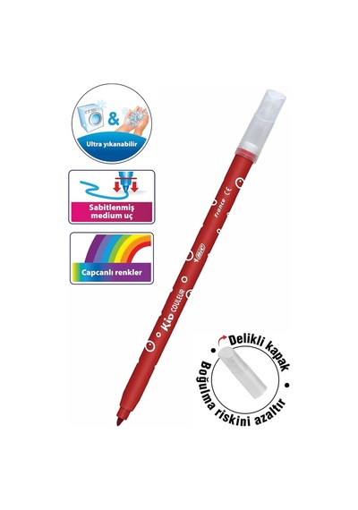 Keçeli Kalem 24 Renk 1 Paket Bic Kid Couleur 24 Lü Keçeli Kalem Canlı Renkler Yıkanabilir Kaliteli Okul Öğrenci