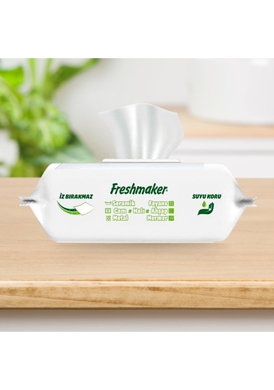 Freshmaker Karbonat Ve Beyaz Sirke Katkılı Yüzey Temizlik Islak Havlusu - 100'lü 10 Paket Beyaz