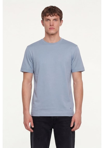 Sabri Özel Erkek Gri Normal Kesim Regular FitPamuk Dokuma Bisiklet Yaka Basic T-shirt