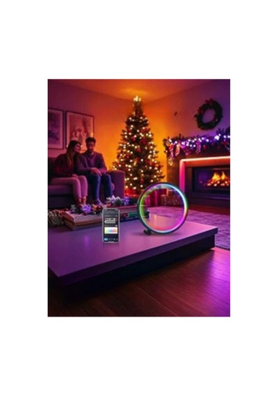 10 İnç Akıllı Rgb Müzik Ritimli Gece Lambası 25 Cm Alüminyum Halka Led Masa Lambası Çok Renkli