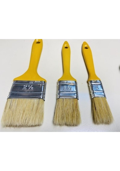 3 Boy Kestirme Boya Fırçası Seti Resim Fırçası Boya Fırcası 3 Lü Sarı Kıl