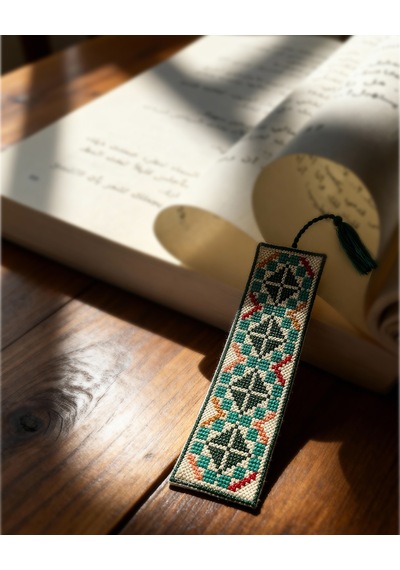Geometrik Desenli Filistin Nakışlı Ayraç 16x5 Cm