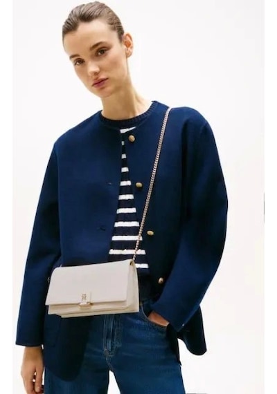 Tommy Hilfiger Kadın Th Monogram Çapraz Çanta Bej