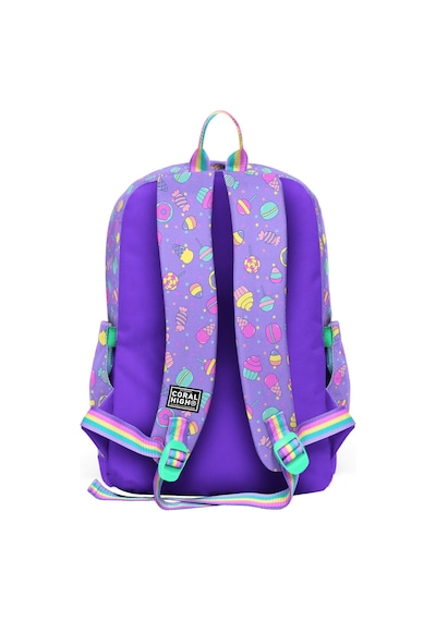 Coral High Kız Çocuk Mor Yeşil Ayıcık Desenli İlkokul Sırt Çantası Dört Bölme 33205 Çok Renkli