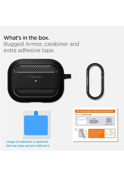 Airpods Pro 1 İle Uyumlu Kılıf Rugged Armor Matte Black - Asd00540