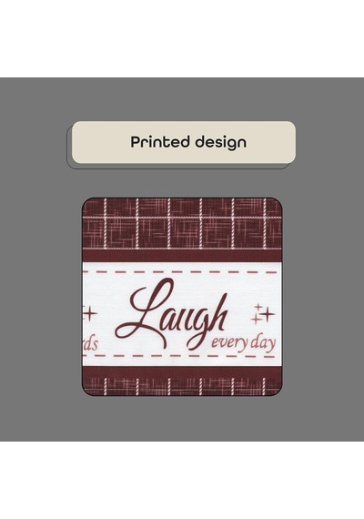 Home Furnishings Live, Love, Laugh - Baskılı Kat & Kısa Perde Seti - 58x36 - Bordo