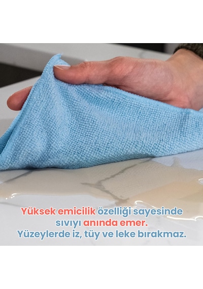 Mulpex Mikrofiber Temizlik Bezi 10 Adet - 40x40 Cm, 375 Gsm, Parlak Dokulu, 60 Gr 2, Yüksek Emici, İz Bırakmaz Mavi