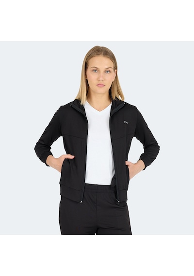 Slazenger REVOLT Kadın Dik Yaka Fermuarlı Siyah Sweatshirt